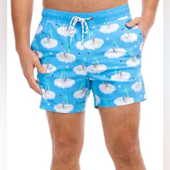 Party Pants Chillin Penguins Tropical USA Swim Trunks M - Picture 1 of 8